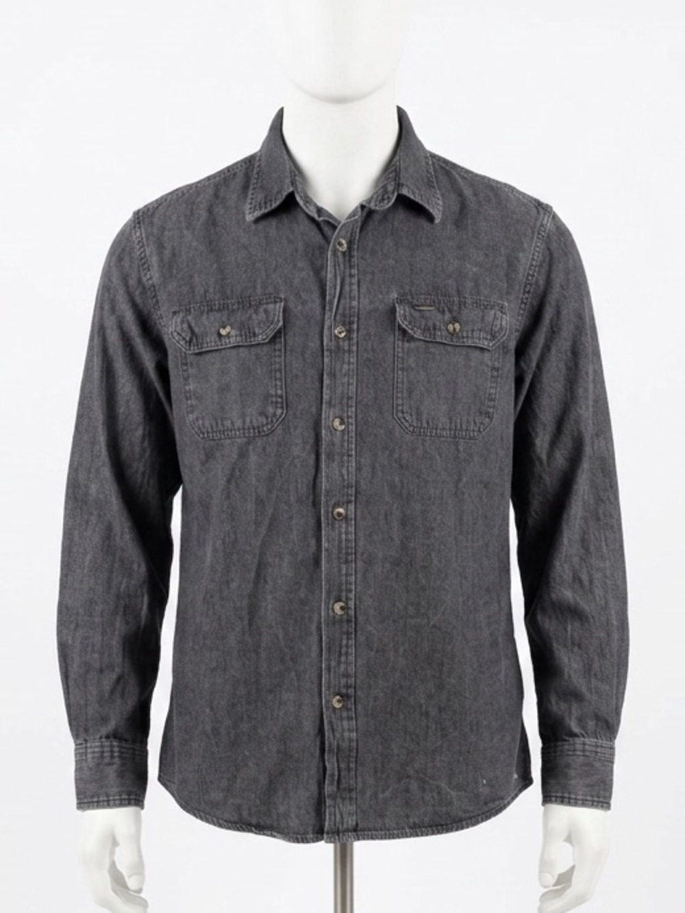 Wrangler Charcoal Gray Denim Button-Up Shirt